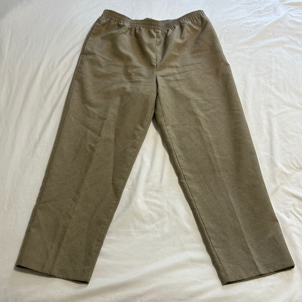 BonWorth Womens Taupe Brown Elastic Waist Straight Leg Trousers Pants‎ PSS 76606